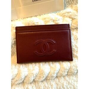 Authentic New Chanel Burgundy Red Wallet Card Holder Rare Limited Edition